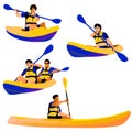 Four kayakers isolated figures