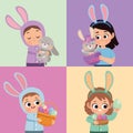 four kids with easter icons