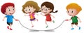 Four kids playing jump rope Royalty Free Stock Photo