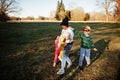 Four kids playing at Lednice park, Czech Republic