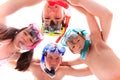 Four kids with snorkels Royalty Free Stock Photo