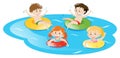 Four kids swimming in pool