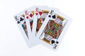 Four kings playing cards for poker casino game on white and gray background