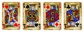 Four Kings Vintage Playing Cards - isolated Royalty Free Stock Photo