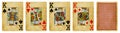 Four Kings Vintage Playing Cards - isolated Royalty Free Stock Photo