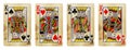 Four Kings Vintage Playing Cards - isolated Royalty Free Stock Photo