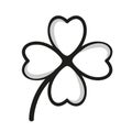 Four-leaf clover black and white simple drawing Royalty Free Stock Photo