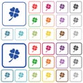 Four leaf clover outlined flat color icons Royalty Free Stock Photo