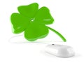 Four leaf clover with computer mouse Royalty Free Stock Photo