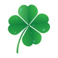 1 four-leaf clover with dew drops