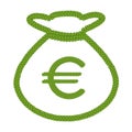 Four Leaf Clover of Euro Sign in Money Bag Icon Royalty Free Stock Photo