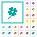 Four leaf clover flat color icons with quadrant frames