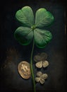 Four leaf clover with golden bitcoin