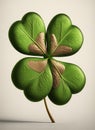 Four leaf clover with golden pattern. Illustration