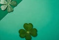 four leaf clover on green background Royalty Free Stock Photo