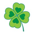 four leaf clover with hearts on white background, vector