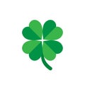 Four leaf clover icon in flat style. St Patricks Day vector illustration on white isolated background. Flower shape business Royalty Free Stock Photo