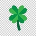 Four leaf clover icon in flat style. St Patricks Day vector illustration on white isolated background. Flower shape business Royalty Free Stock Photo