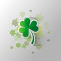 Four leaf clover isolated on a background of paint stains, vector illustration for St. Patrick s day Royalty Free Stock Photo
