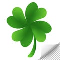 Four leaf clover isolated on Transparent background. St. Patrick's Day. Cute green icon. PNG Royalty Free Stock Photo