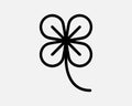 Four Leaf Clover Line Icon 4 Leaves Plant Nature Luck Lucky Flower Green Organic Ireland Irish St Patrick Day Vector Sign Symbol