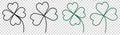 Four leaf clover line icons