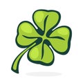 Four leaf clover. Lucky quatrefoil. Four leaf clover. Vector illustration. Hand drawn cartoon clip art with outline