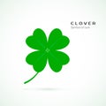 Four leaf clover lucky symbol. Green clover icon isolated on white background. Symbol of St Patrics day. Vector illustration Royalty Free Stock Photo