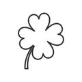 Four Leaf Clover Outline Flat Icon on White