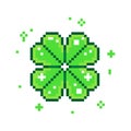 Four leaf clover pixel art, Pixel Four leaf clover Royalty Free Stock Photo