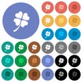 Four leaf clover round flat multi colored icons Royalty Free Stock Photo