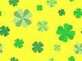 Four leaf clover seamless pattern. Green clover for St. Patrick\'s Day. Clover is a symbol of good luck Royalty Free Stock Photo