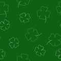four leaf clover seamless pattern. st patricks day symbol. vector illustration hand drawn in doodle line art style. Royalty Free Stock Photo