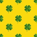 Four leaf clover seamless vector pattern. Irish and Celtic heraldic symbol