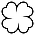 Four-leaf clover symbol line icon shape, illustration of four leaf cloverleaf, isolated on white Royalty Free Stock Photo
