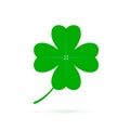 Four Leaf Clover Symbol Of Luck. Green Clover Icon Isolated On White Background. Symbol Of St Patrics Day. Vector Illustration