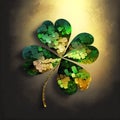 Four-leaf clover on a textured background, Irish symbol, st.patrick day, lucky symbol, digital abstract illustration