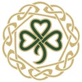 Four-leaf clover in vintage, retro style. Irish symbol for the feast of St. Patrick