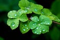 four leaf clover with water droplets on leaves Royalty Free Stock Photo