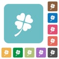Four leaf clover rounded square flat icons Royalty Free Stock Photo