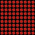 Four-leaf clovers made from red hearts, seamless background