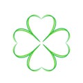 Four leaf green clover ahnd draw. Lucky quatrefoil. Good luck symbol. Decoration for greeting cards, patches, prints for Royalty Free Stock Photo