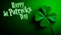 four-leaf green clover for good luck on St. Patrick's Day, bright green background, copy space, generative ai Royalty Free Stock Photo