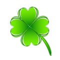 Four leaf green clover hand draw. Lucky quatrefoil. Good luck symbol. Decoration for greeting cards, patches, prints for