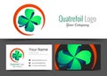 Four Leaf Green Clover Lucky Quatrefoil Good Luck Corporate Logo