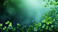 Four-leaf green clover, nature green background. Generative AI Royalty Free Stock Photo