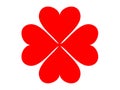 Four leaf heart clover Royalty Free Stock Photo