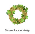 Four-leaf wreath. Clover. Vector illustration isolated on a white background