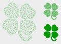 Four-Leafed Clover Vector Mesh Wire Frame Model and Triangle Mosaic Icon