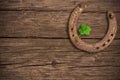 Four-leaved clover and a horse shoe Royalty Free Stock Photo